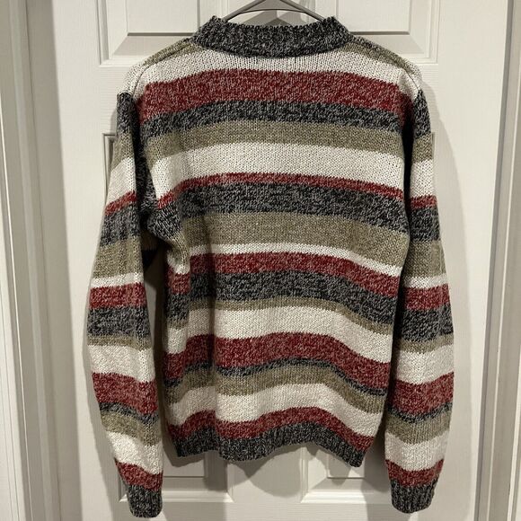 Pierre Carlo Italian Style Sweater Size M Wool Blend Knit Striped Red White Blue - Picture 2 of 9